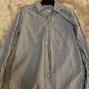 Gray and white button down